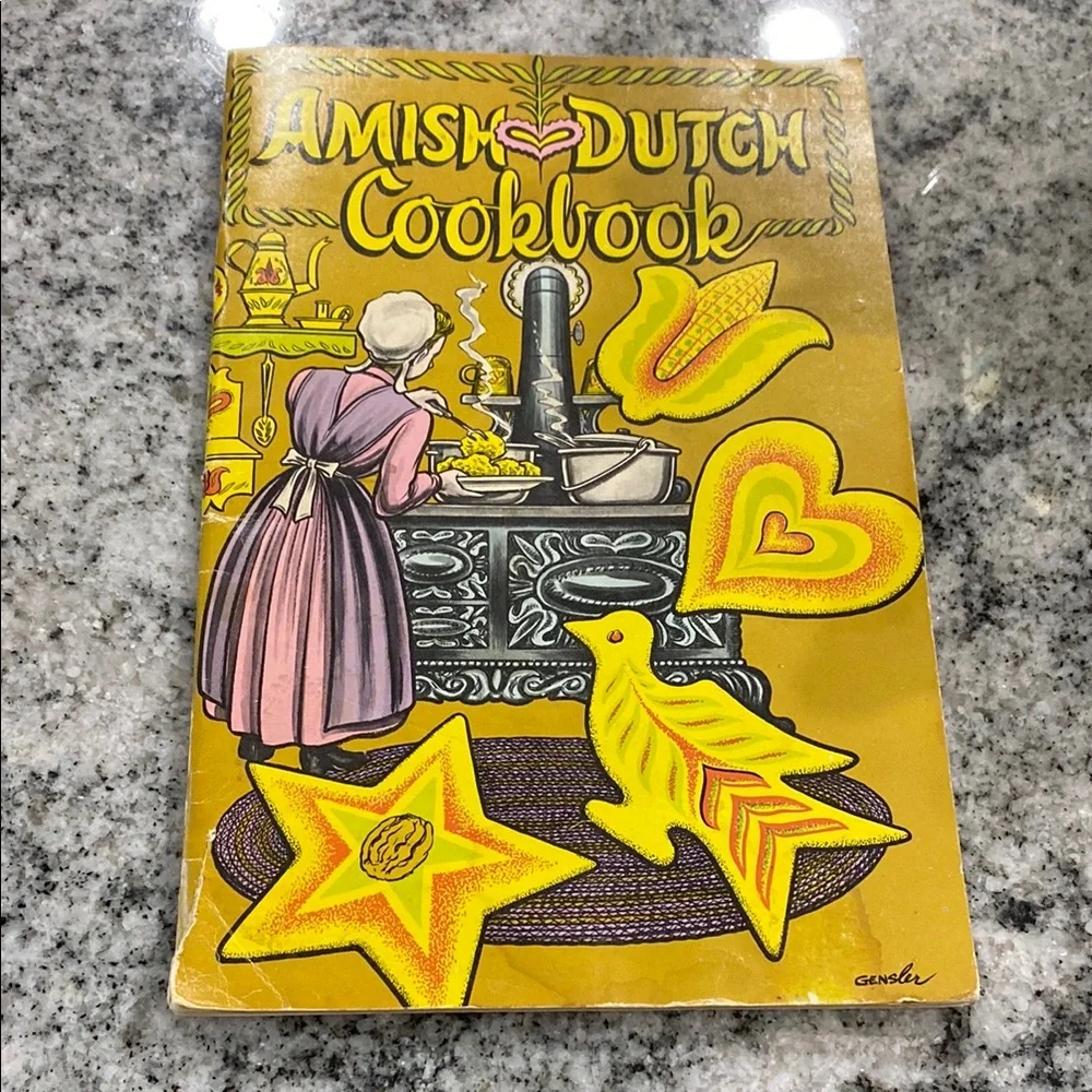 Amish-Dutch Cookbook - Vintage Illustrated Yellow Cover